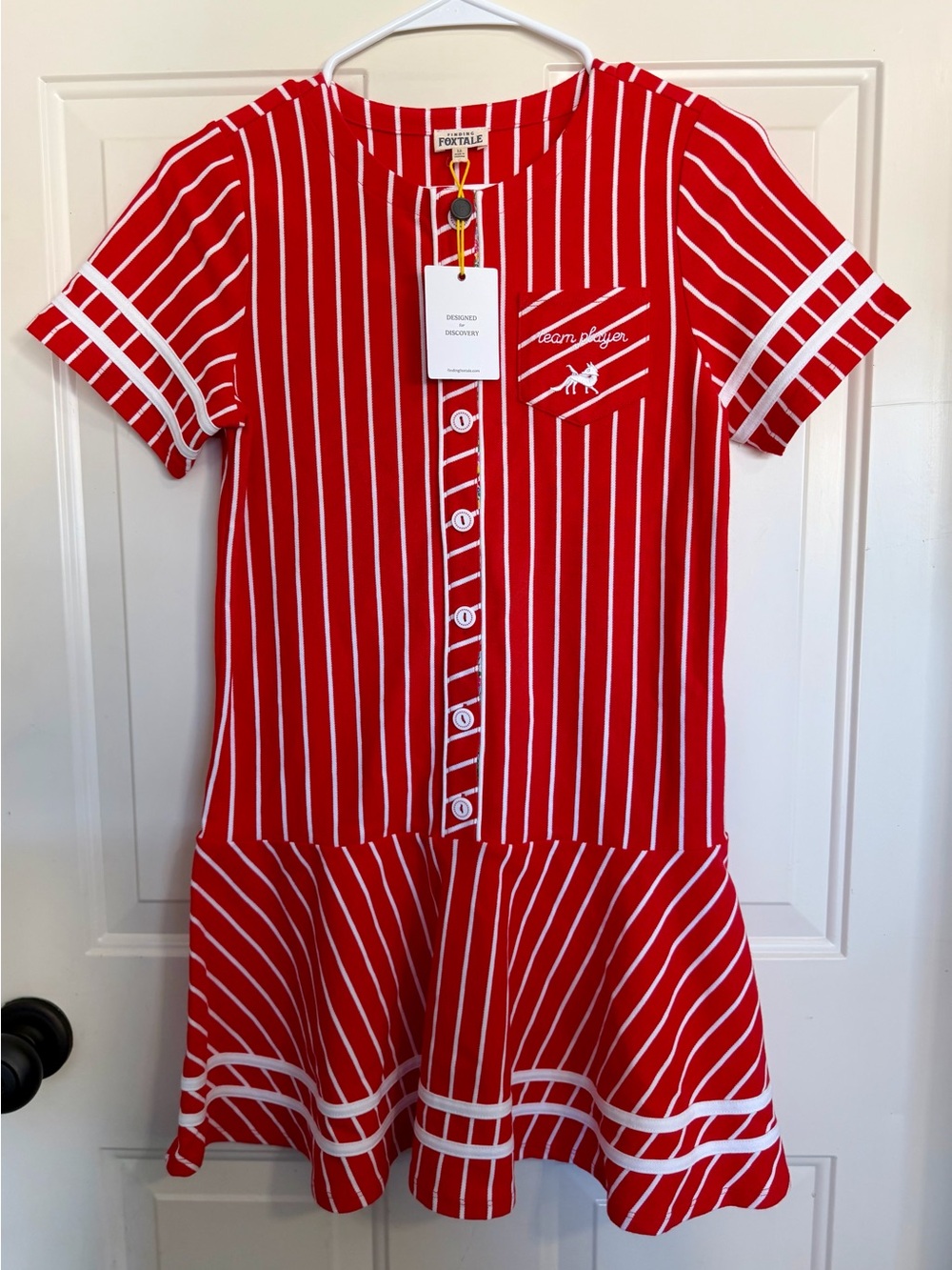 Finding Foxtale Team Player Striped Dress Girls 12 NWT